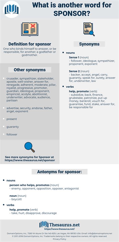 sponsor thesaurus|another name for event sponsor.